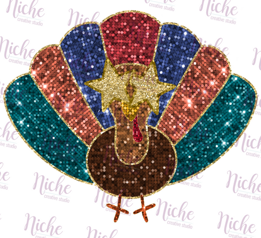 -THA1056 Sequin Turkey Decal