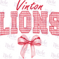 -VIN3029 Vinton Lions Checkered Bow Decal