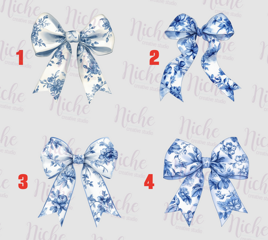 -WED6009 Blue Chinoiserie Bow Decal