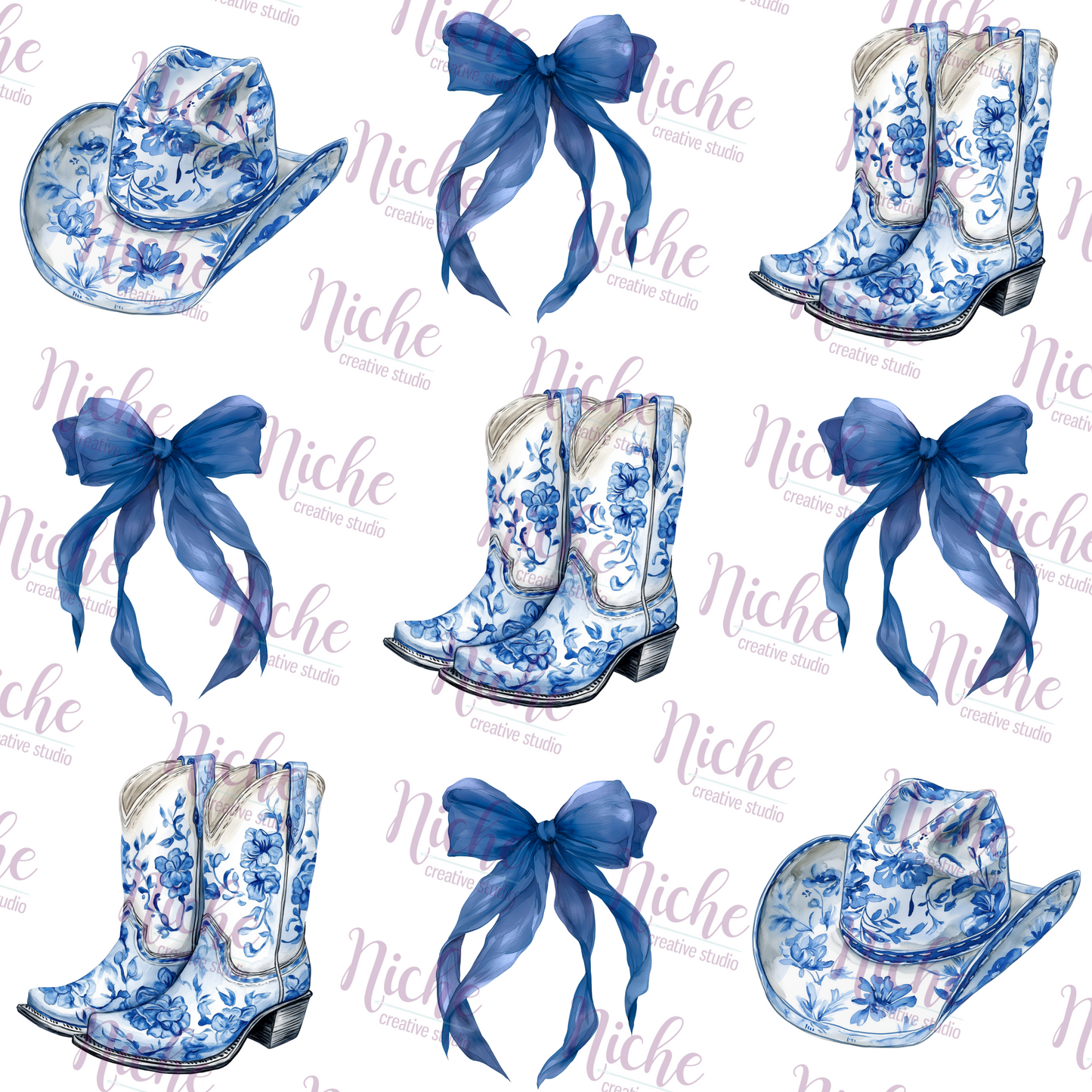 -WED6010 Blue Coquette Chinoiserie Decal