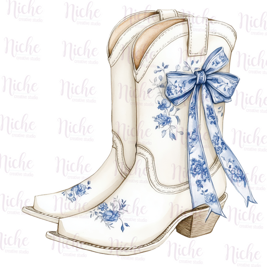 -WED6011 Blue Boots Chinoiserie Decal