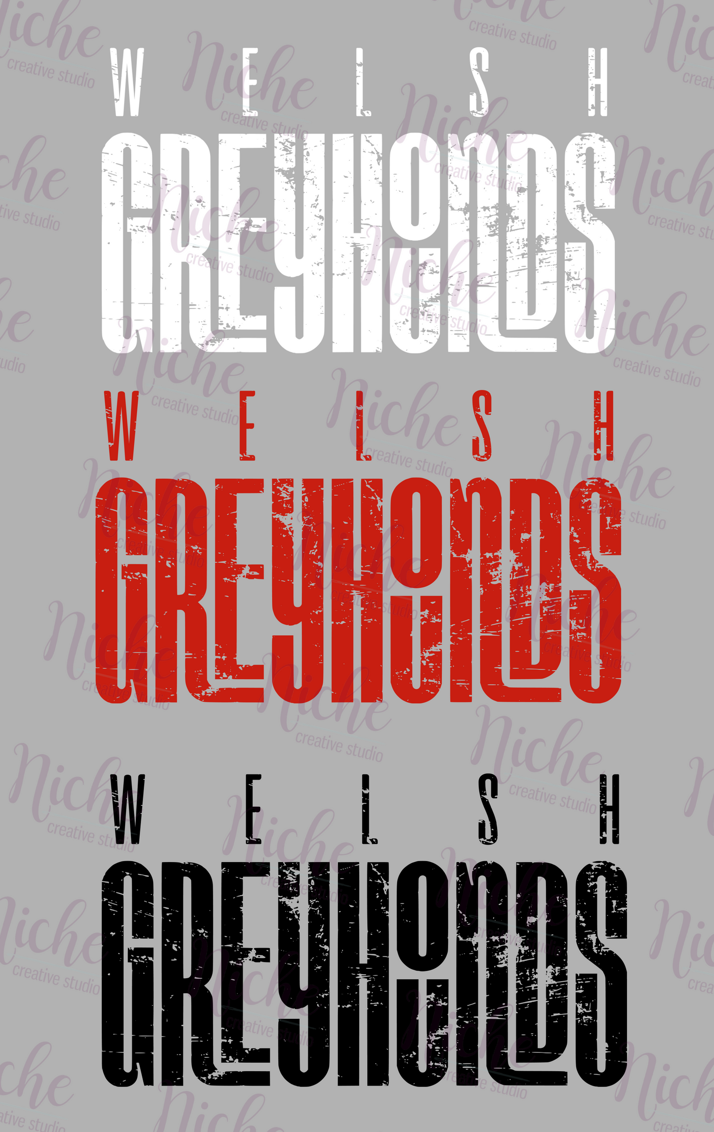 -WEL3068 Welsh Greyhounds Distressed Decal