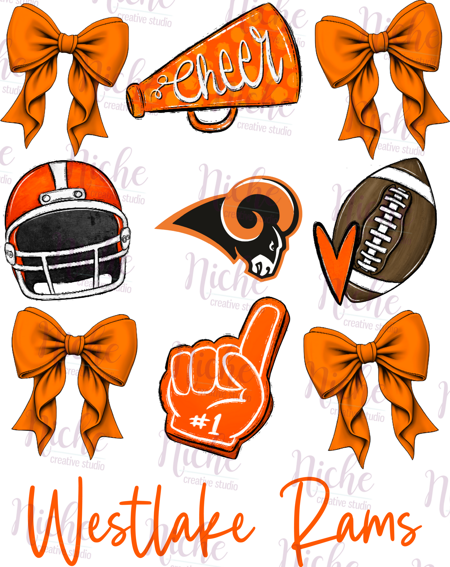 -WES1966 Football and Bows Decal