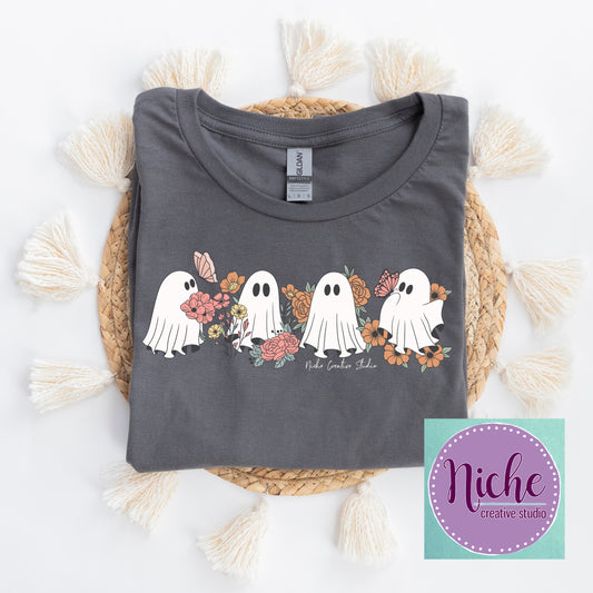 September $7 Shirt of the Month - Fall Floral Ghosts